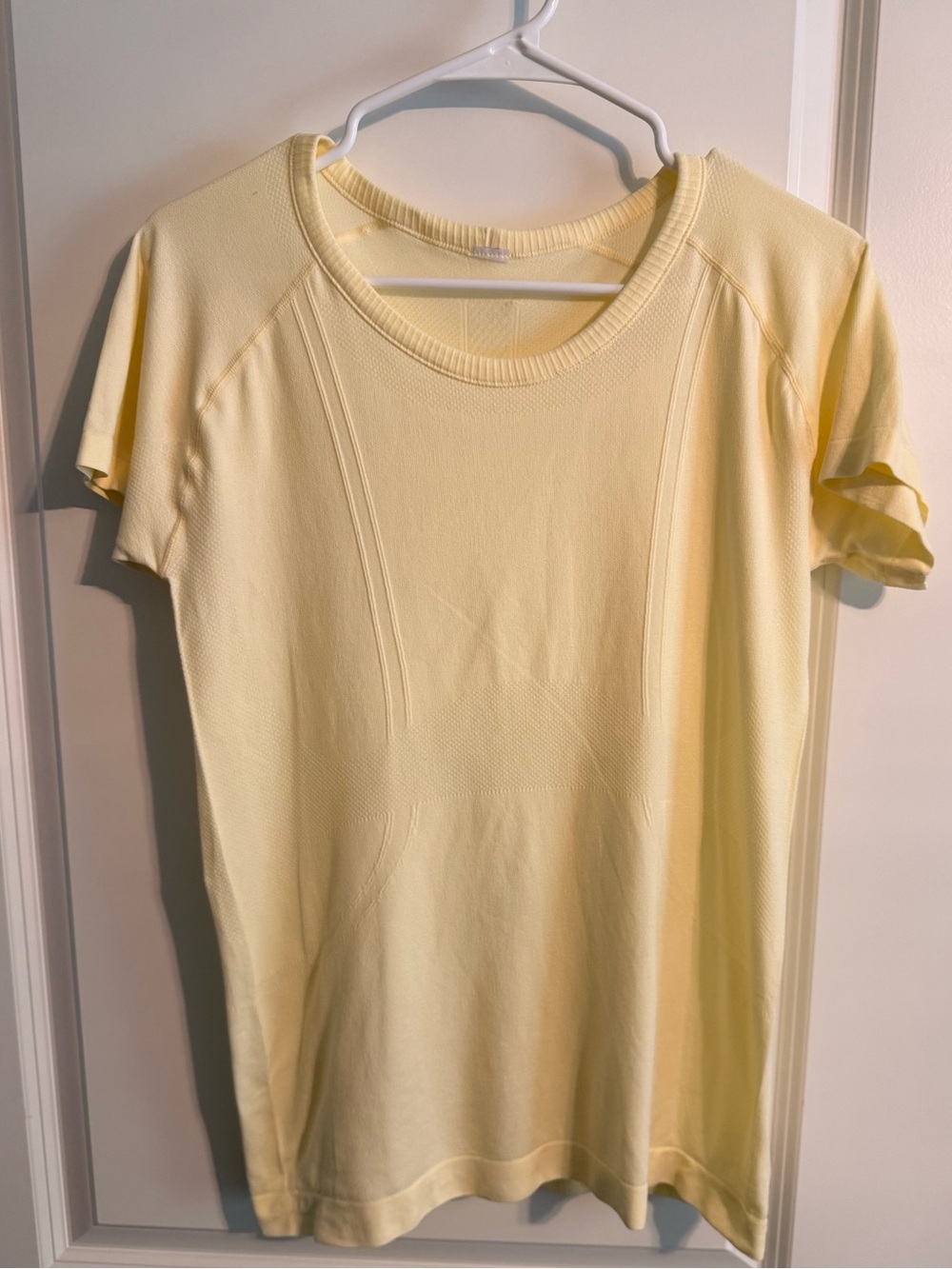 Soft Yellow Short Sleeve Women's athletic Top